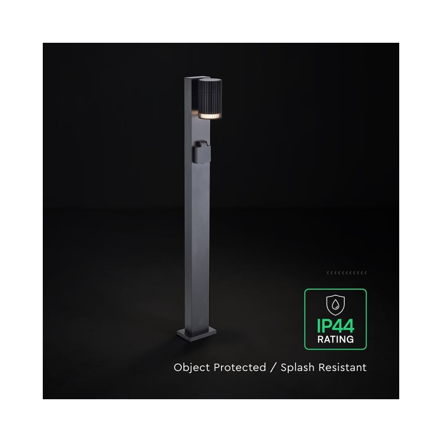 Lampada da esterno con presa SCHUKO 1x GU10/10W/230V IP44 80 cm nera