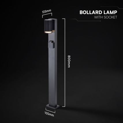 Lampada da esterno con presa SCHUKO 1x GU10/10W/230V IP44 80 cm nera