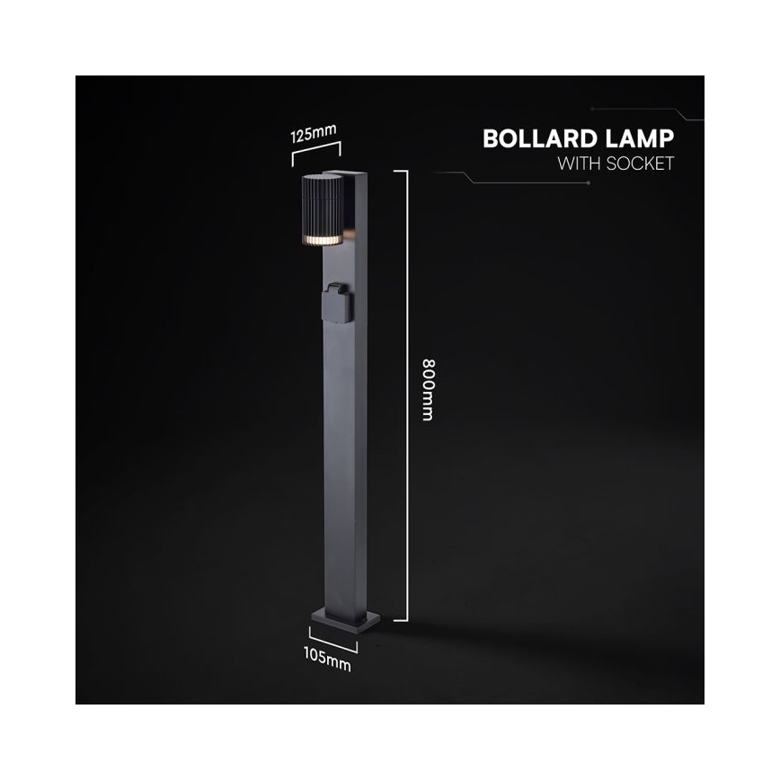 Lampada da esterno con presa SCHUKO 1x GU10/10W/230V IP44 80 cm nera