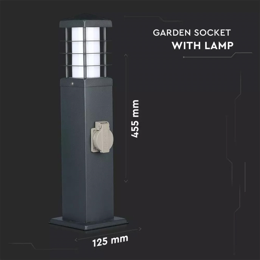 Lampada da esterno con prese SCHUKO 1xE27/13W/230V IP44