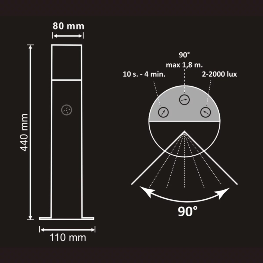 Lampada da esterno con sensore DALLAS 1xE27/12W/230V IP44 antracite