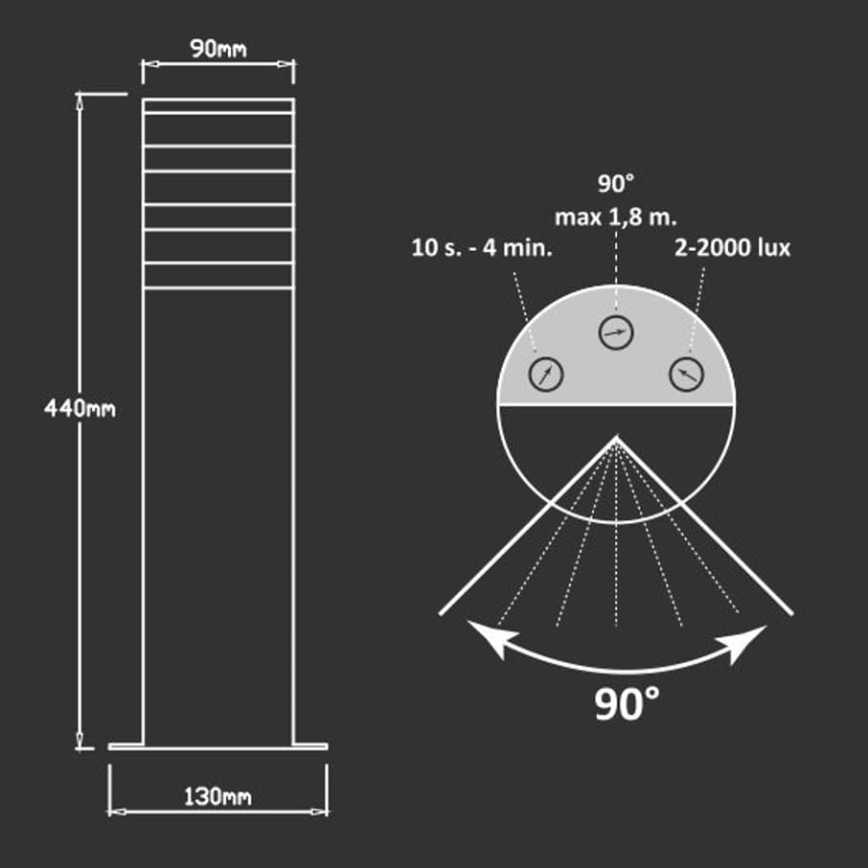 Lampada da esterno con sensore TEKSAS 1xE27/12W/230V IP44 44 cm antracite