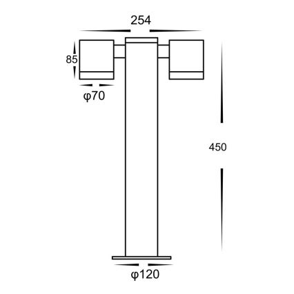 Lampada da esterno KETTO 2xGU10/60W/230V IP44 nera