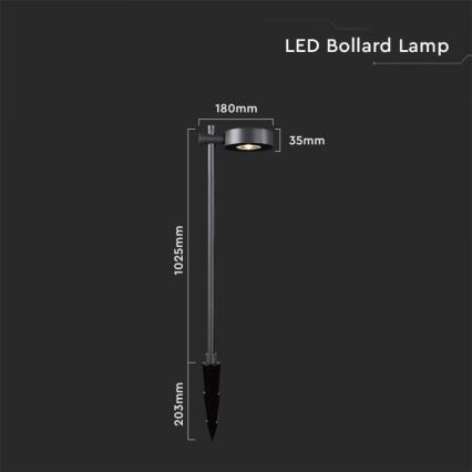 Lampada da esterno LED 7W/230V 3000K IP65 nera 102 cm