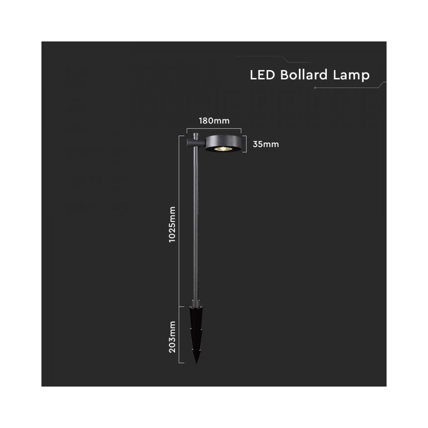 Lampada da esterno LED/7W/230V 3000K IP65 nera