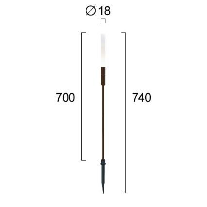 Lampada da esterno STICK LED, 1,5W/24V, IP65, marrone