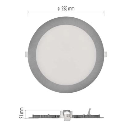 Lampada da incasso LED NEXXO LED/18W/230V 3000/3500/4000K, argento, Ø 22,5 cm