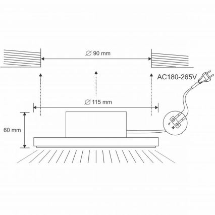 Lampada da incasso LED per bagni LED/10W/230V 4000K argento IP44