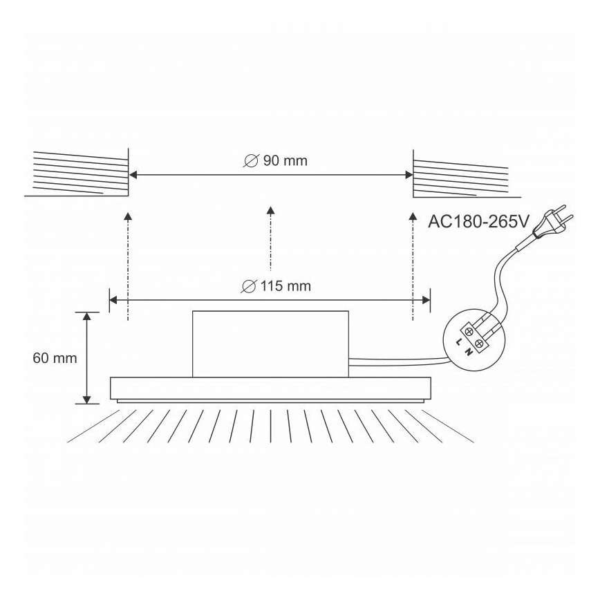 Lampada da incasso LED per bagni LED/10W/230V 4000K argento IP44