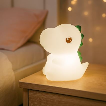 Lampada da notte per bambini DINO LED RGBW dimmerabile, ricaricabile e a sfioramento LED/1W/5V 1200 mAh