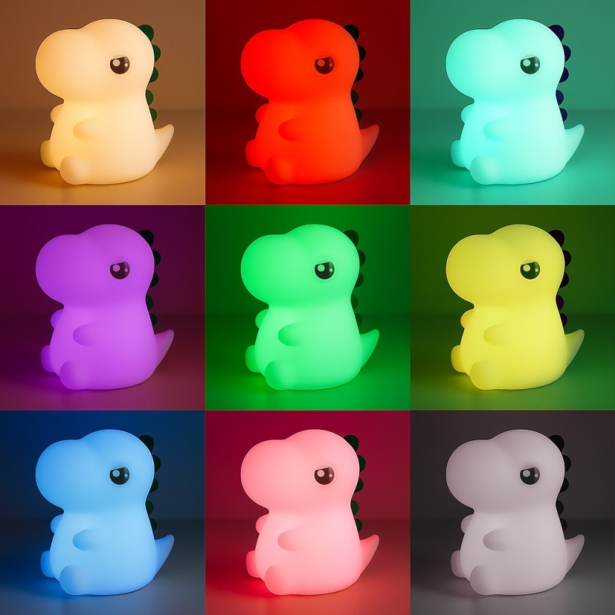 Lampada da notte per bambini DINO LED RGBW dimmerabile, ricaricabile e a sfioramento LED/1W/5V 1200 mAh