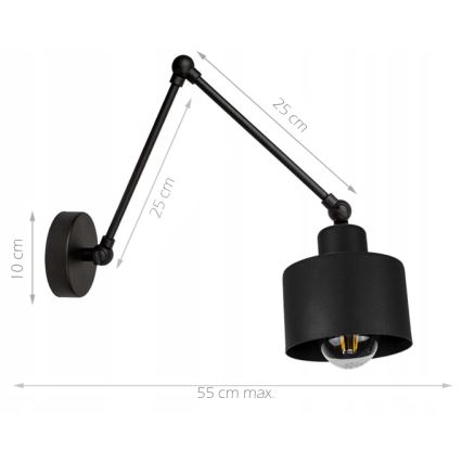 Lampada da parete 1xE27/20W/230V nera