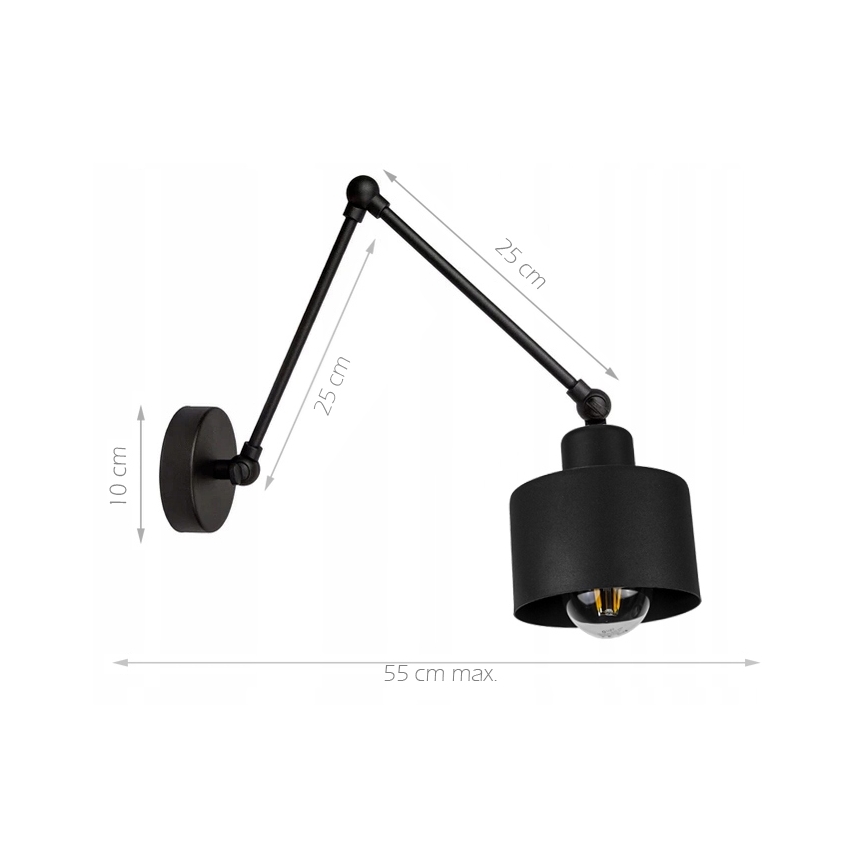 Lampada da parete 1xE27/20W/230V nera