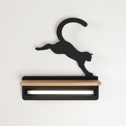 Lampada da parete a LED per bambini con mensola JUMPING CAT LED/5W/230V