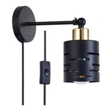 Lampada da parete a spot con interruttore ELEN 1xE27/35W/230V nero/oro