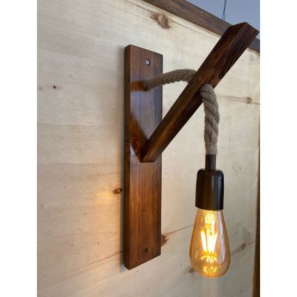 Lampada da parete AHSAP 1x E27/40W/230V, pino/noce