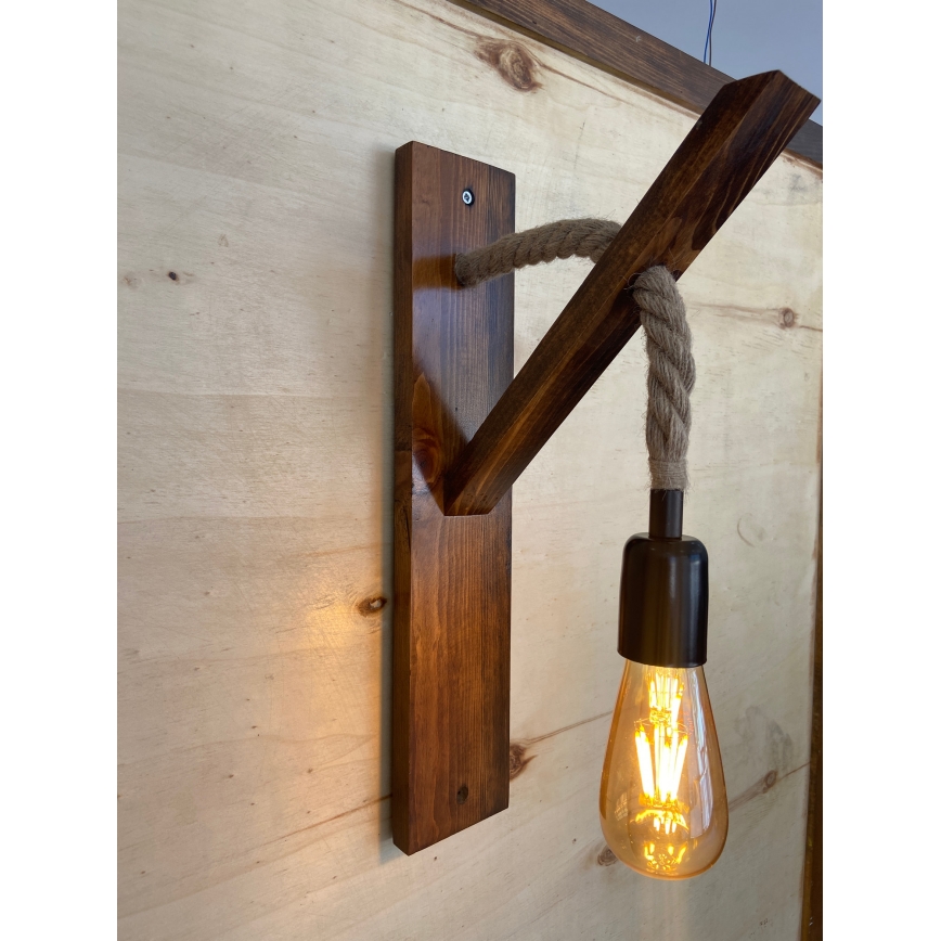 Lampada da parete AHSAP 1x E27/40W/230V, pino/noce