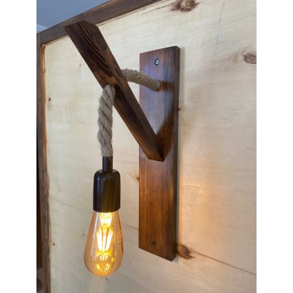 Lampada da parete AHSAP 1x E27/40W/230V, pino/noce