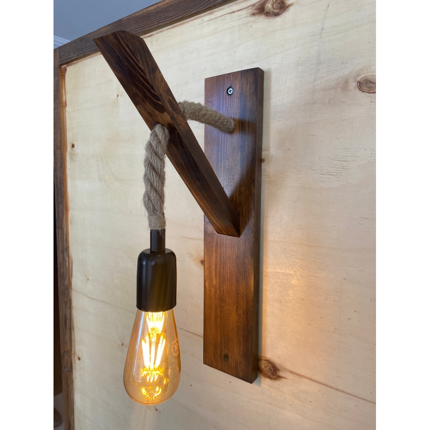Lampada da parete AHSAP 1x E27/40W/230V, pino/noce