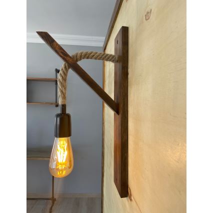 Lampada da parete AHSAP 1x E27/40W/230V, pino/noce