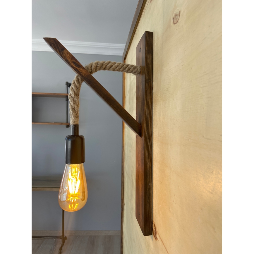 Lampada da parete AHSAP 1x E27/40W/230V, pino/noce