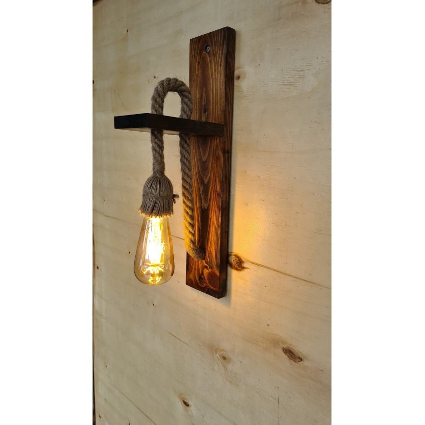 Lampada da parete AHSAP 1xE27/40W/230V Pino/Noce