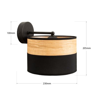 Lampada da parete ALBA 1xE27/15W/230V nero/marrone