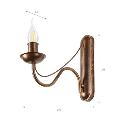 Lampada da parete ANTON 1xE14/60W/230V bronzo
