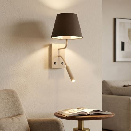 Lampada da parete ARDEN 1xE27/15W/230V + 1xG9/8W beige/marrone