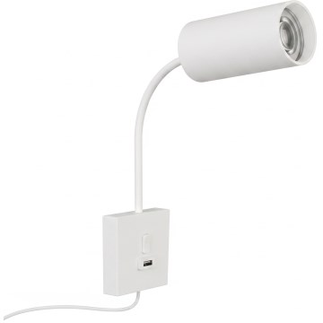 Lampada da parete con USB PUNTO 1xGU10/9W/230V bianca