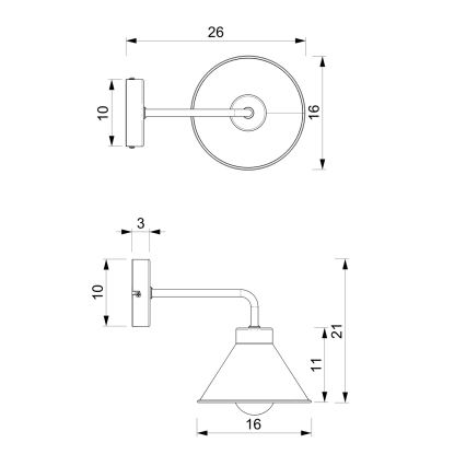 Lampada da parete DEMET 1xE27/60W/230V nero/oro