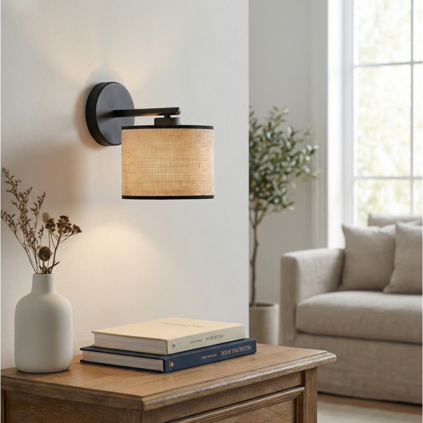 Lampada da parete ECO 1xE27/15W/230V beige/rattan