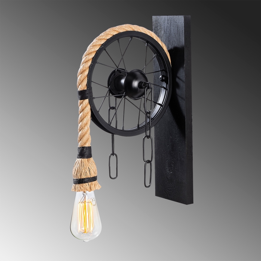 Lampada da parete EREBOS 1xE27/40W/230V nero/marrone