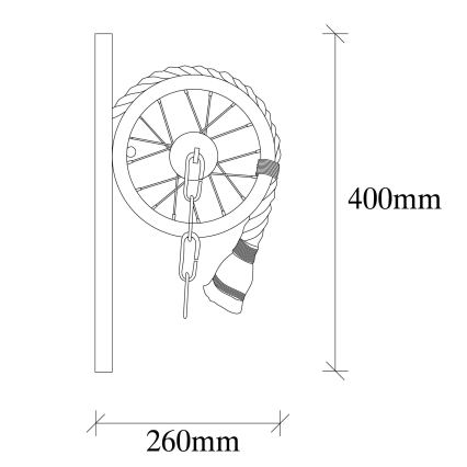 Lampada da parete EREBOS 1xE27/40W/230V nero/marrone