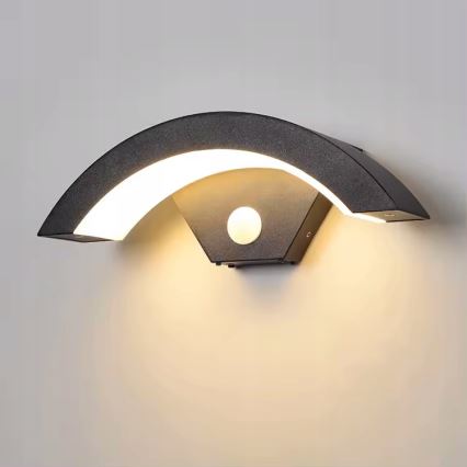 Lampada da parete per esterni con sensore di movimento, LED/10W/230V, IP54, nera