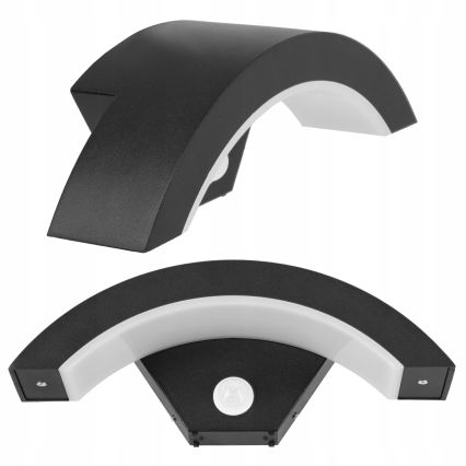 Lampada da parete per esterni con sensore di movimento, LED/10W/230V, IP54, nera