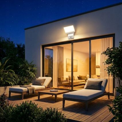 Lampada a parete per esterni LED con sensore di movimento LED/18W/230V IP44 bianco