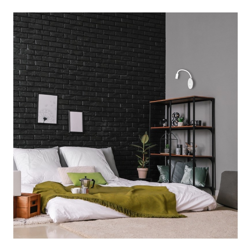 Lampada da parete flessibile con USB BASE LED/8W+LED/2W/230V bianco/argento