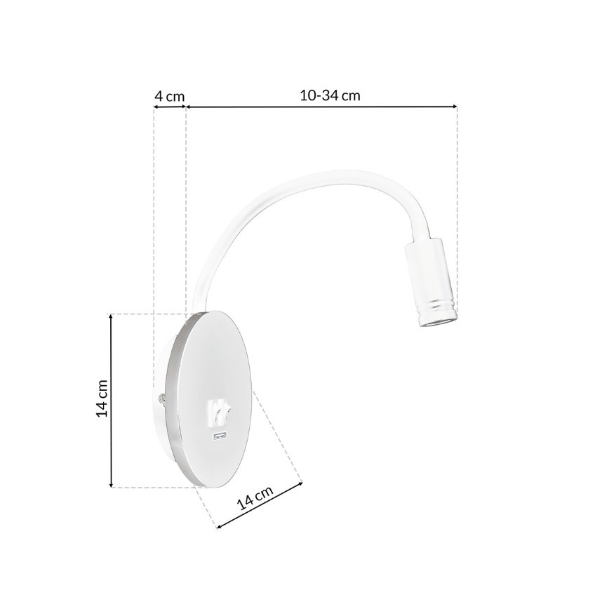 Lampada da parete flessibile con USB BASE LED/8W+LED/2W/230V bianco/argento