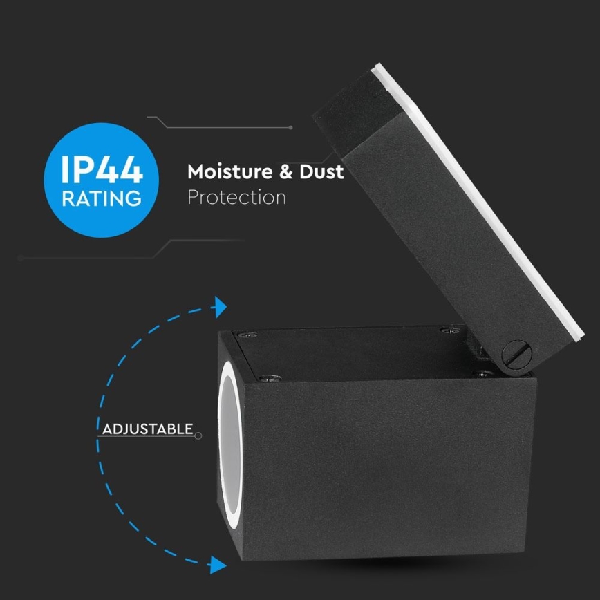 Lampada da parete flessibile per esterni 1xGU10/35W/230V IP44 nero