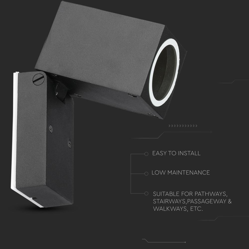 Lampada da parete flessibile per esterni 1xGU10/35W/230V IP44 nero