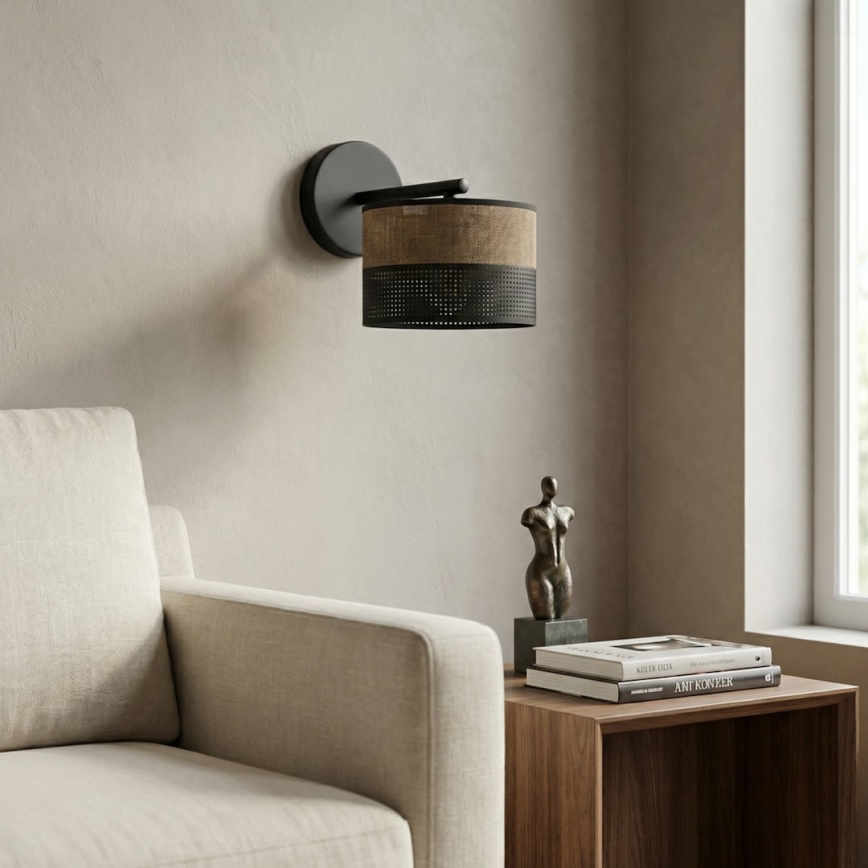 Lampada da parete KARBON 1xE27/15W/230V nero/marrone