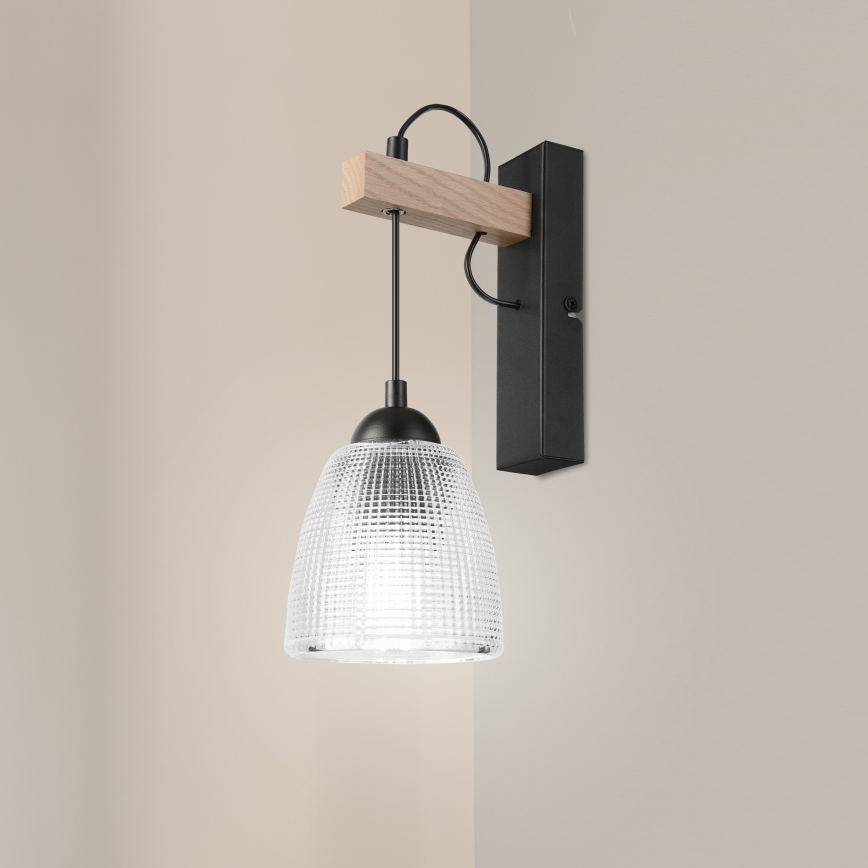 Lampada da parete LEANDRA 1xE27/15W/230V rovere/nero