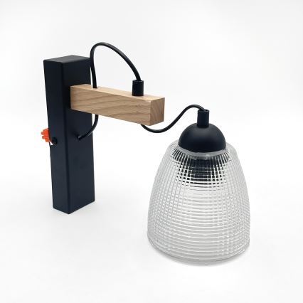 Lampada da parete LEANDRA 1xE27/15W/230V rovere/nero