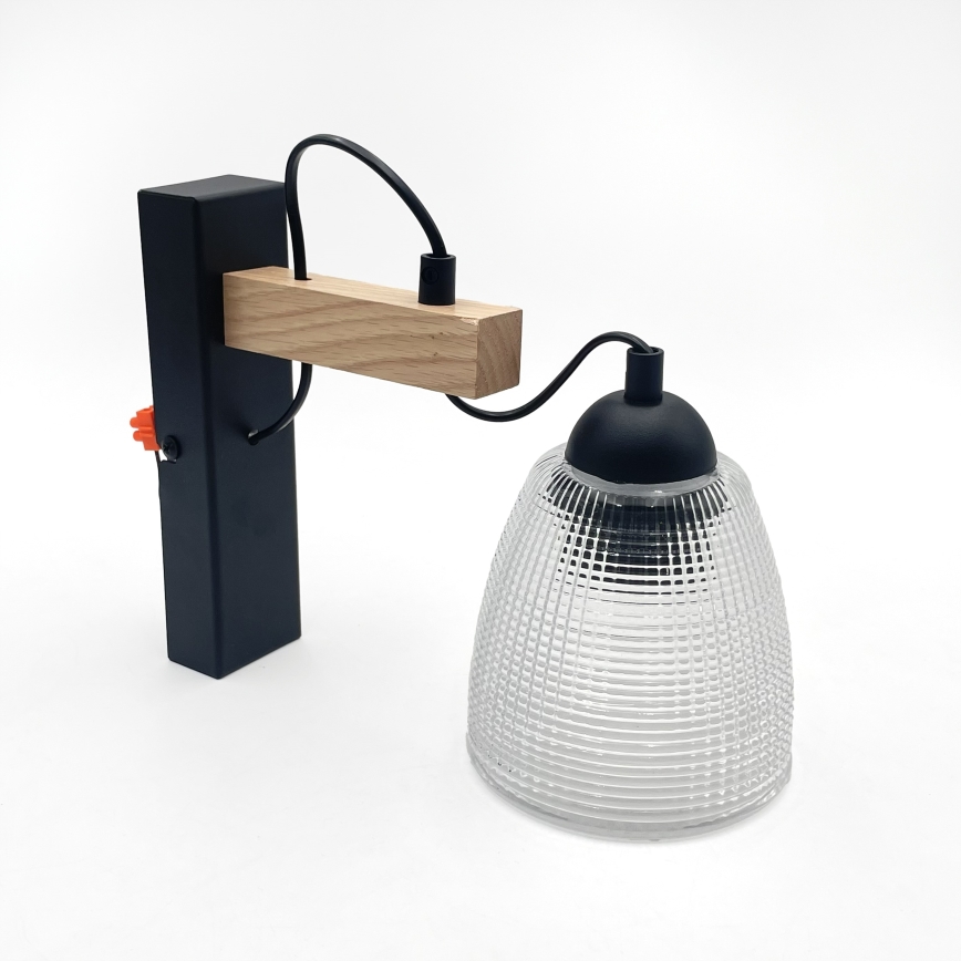 Lampada da parete LEANDRA 1xE27/15W/230V rovere/nero