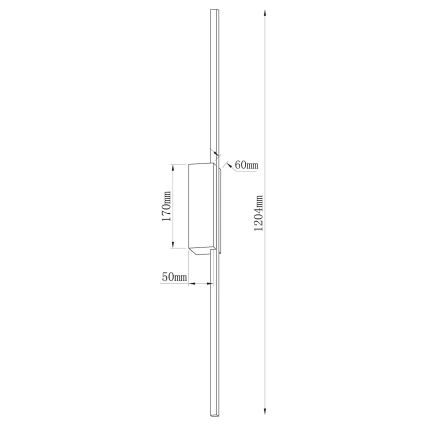 Lampada da parete LED AISHA/20W/230V 4000K 120 cm nero