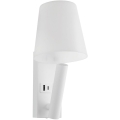 Lampada da parete LED con porta USB, 2 W, 230 V, 3000 K, bianca