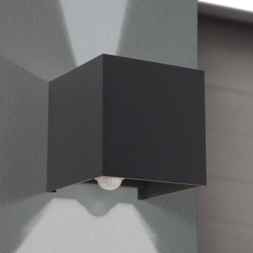 Lampada da parete LED da esterno con sensore di movimento e crepuscolare CUBE-S LED/13W/230V IP54 antracite