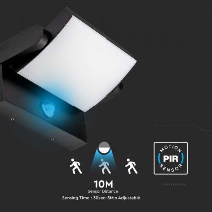 Lampada da parete LED da esterno con sensore LED/17W/230V 4000K IP65 nero