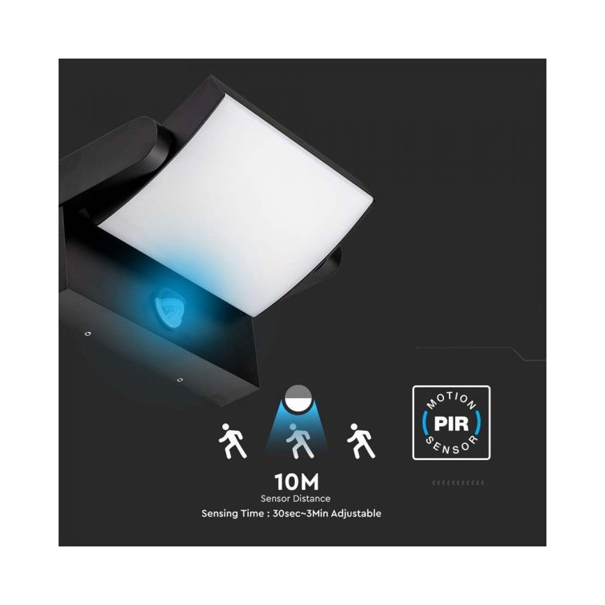 Lampada da parete LED da esterno con sensore LED/17W/230V 4000K IP65 nero